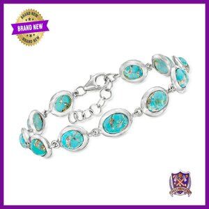 Sterling Silver Turquoise Bracelet 7 Inch Lobster Clasp